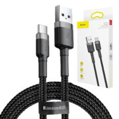 Baseus Cafule Forsterket USB USB-C 2A 3m kabel Sort-Grå