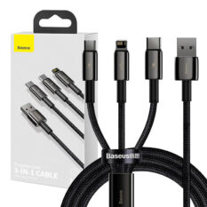 Baseus Tungsten Gold 3-i-1 Hurtigladekabel 1.5m Sort
