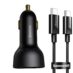 Baseus Superme Bil-lader USB-C 100W + USB-C Kabel Sort
