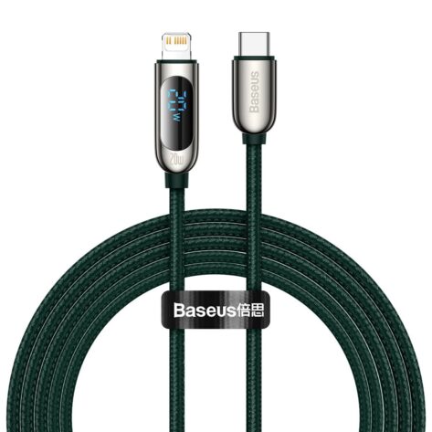 Baseus Display USB-C PD 20W - Lightning kabel 2m Grønn