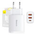Baseus Compact hurtiglader 30W USB-C PD 2xUSB Hvit