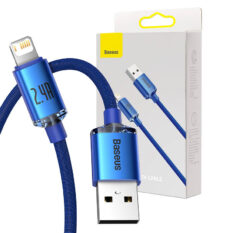 Baseus Crystal Shine USB til Lightning 2.4A 2m Blå