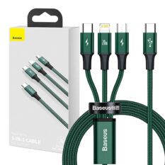 Baseus Rapid 3-in-1 USB-C Lightning/Micro/USB-C 20W 1.5m Grønn