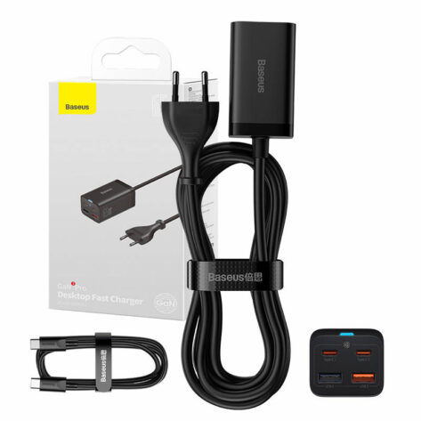 Baseus GAN3 Pro 4x USB-A USB-C PD QC4.0 65W Sort