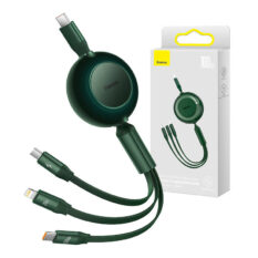 Baseus Bright Mirror USB-C 3-i-1 mUSB, USB-C, Lightning 100W 3.5A 1.1m Grønn