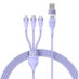Baseus Flash Series II 3-i-1 Rask Ladekabel 1.2m Lilla
