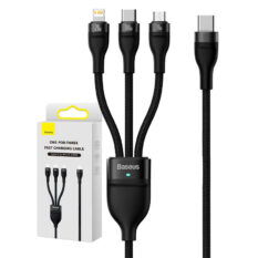 Baseus Flash Series II 3-i-1 Rask Ladekabel 1.5m Sort