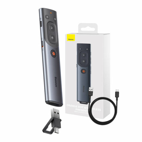 Baseus Orange Dot Laserpresenter for presentasjoner grå
