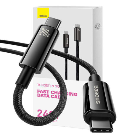 Baseus Tungsten Gold 240w USB-C til USB-C 3m Sort