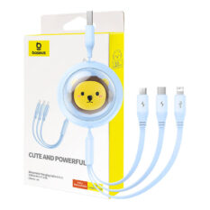 Baseus 3in1 ladekabel USB til USB-C USB-M Lightning 3,5A 1,1m Blå