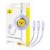 Baseus 3in1 ladekabel USB til USB-C USB-M Lightning 3.5A 1,1m Lilla