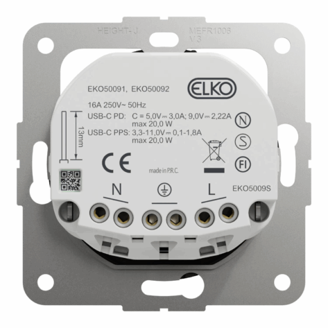 ELKO One Enkel stikk med USB-C PD lader Sort1