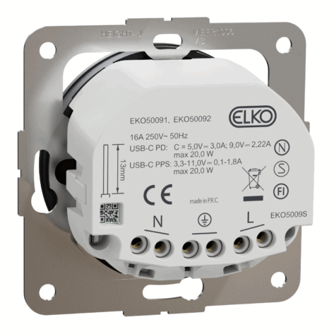 ELKO One Enkel stikk med USB-C PD lader Sort2
