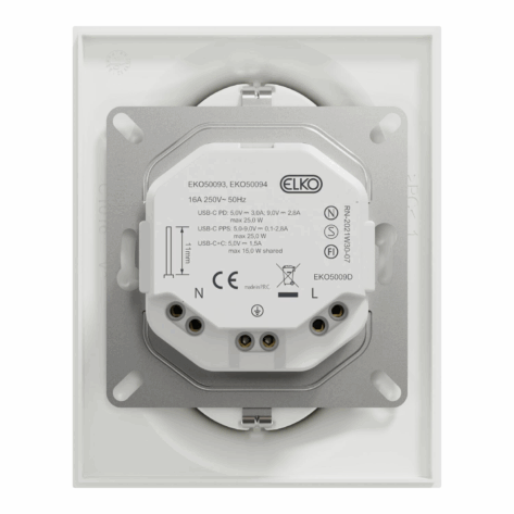 Elko One Dobbelstikk 2x USB-C PD lader RH1