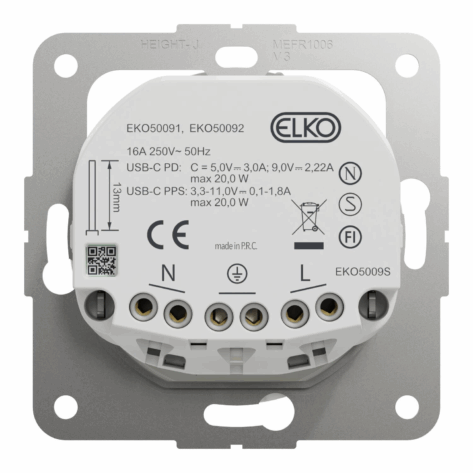 Elko One Enkel stikk med USB-C PD lader RH_1