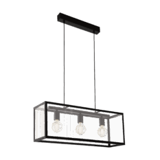 Charterhouse Taklampe E27 3x60W Sort/Glass