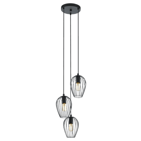 Newtown Taklampe Rund 3x60w E27 Sort