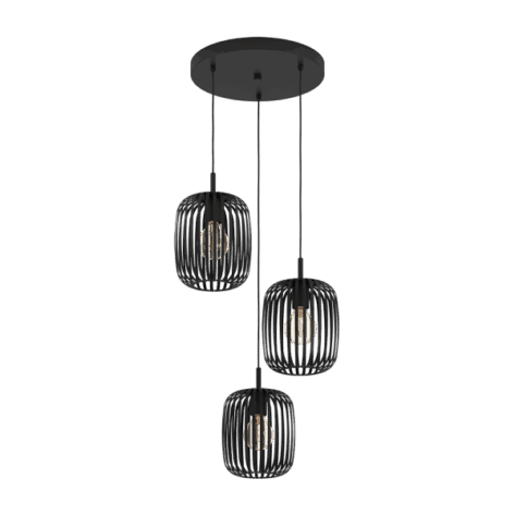 Romazzina Taklampe E27 3-lys Sort