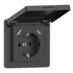 NP Innfelt Enkel Stikkontakt IP44 Jord USB A + C Sort