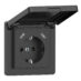 NP Innfelt Enkel Stikkontakt IP44 Jord 2 x USB C Sort