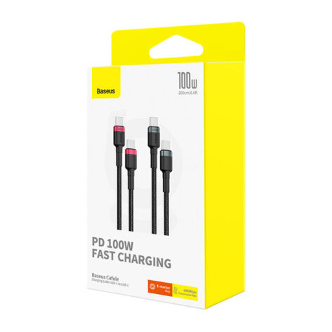 Baseus Cafule USB-C 100W 2m 2st Rød - Sort_6