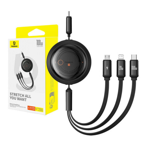 Baseus Free2Draw 3i1 Kabel USB-C, Lightning, Micro 100W 1.1m Sort_8