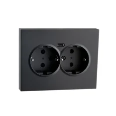SG Stikkontakt Innfelt Dobbel 1.5 Med Jord USB-C Sort