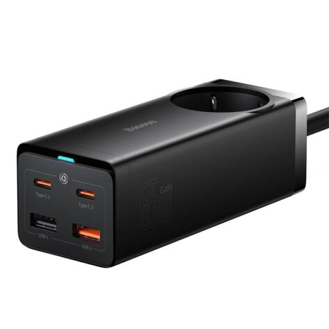 Baseus GaN3 Pro Strømskinne 65W 2xUSB-C -2xUSB-A AC-utgang_1