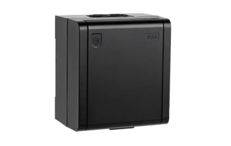 SG Enkel Stikkontakt Påvegg med Jord IP44 Sort