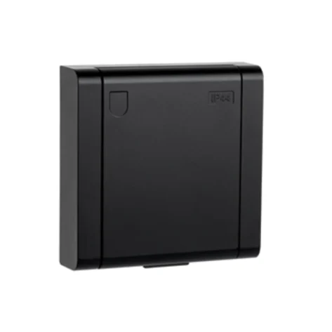 SG Enkel Stikkontakt Innfelt med Jord IP44 Sort