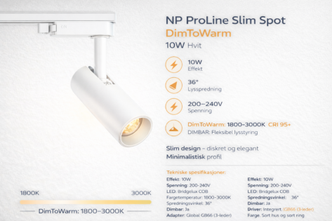 NP Proline Slim Spot DimToWarm 10W Hvit