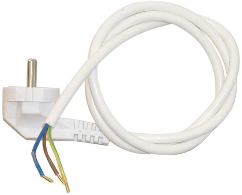 Malmbergs nettkabel 5m 3G1,0 mm² hvit – jordet støpsel H05VV-F