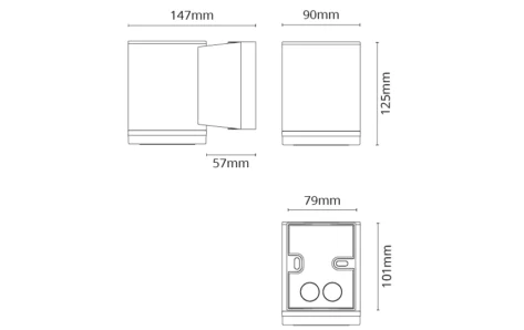 SG Metro Deco GU10 Vegglampe Grafitt 4.5W 2700K