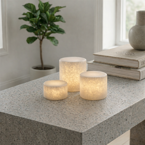 Unison Marble S White Silk Bordslampe marmor batteri