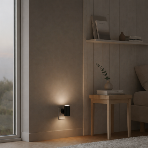 Unison Plug ’n Spot vegglampe hvit – Nattlampe