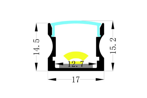 NP Aluprofil Sort 1M LED Stripe 17x15mm