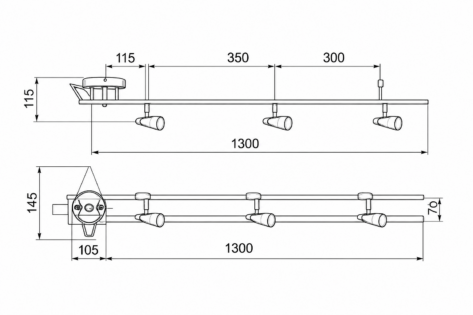 R-Line Bris Taklampe 6x6W GU10 WarmDim Børstet Stål_1