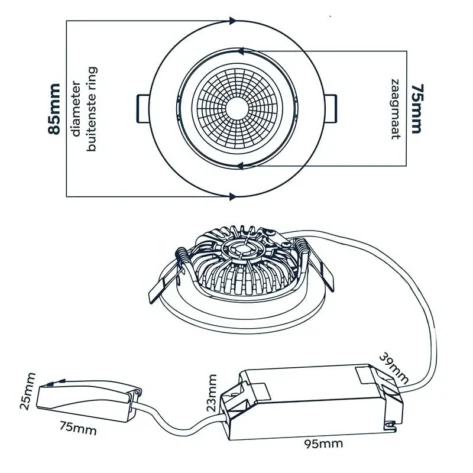 EcoDim Zigbee RGBWW Downlight Hvit IP54 6W 2700–6000K