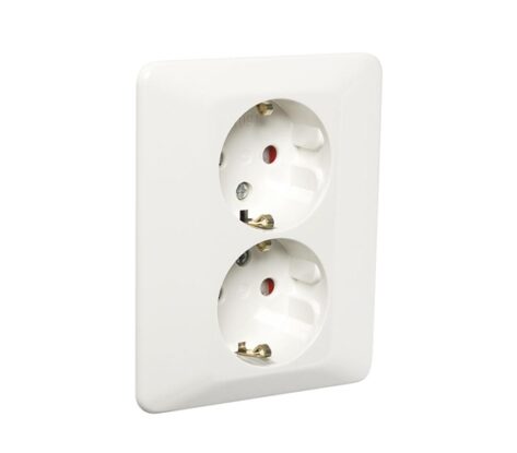 ELKO STIKKONTAKT DOBBEL INNFELT LAV M. JORD OG BARNEVERN RS1091 PH