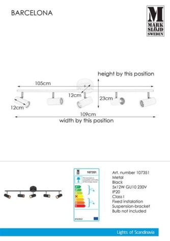 BARCELONA Ceiling 5L Blackk